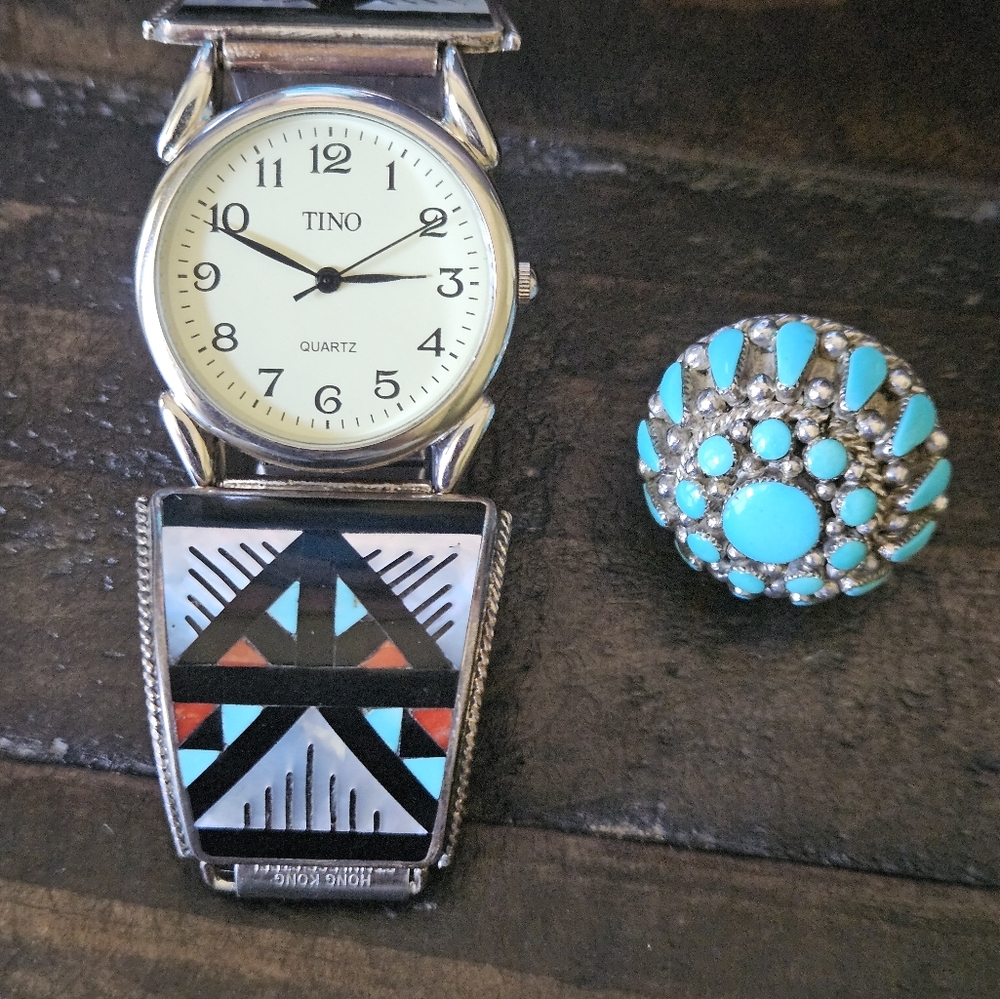Amazing Vintage Sterling Silver Zuni Watch - Picture 12 of 15